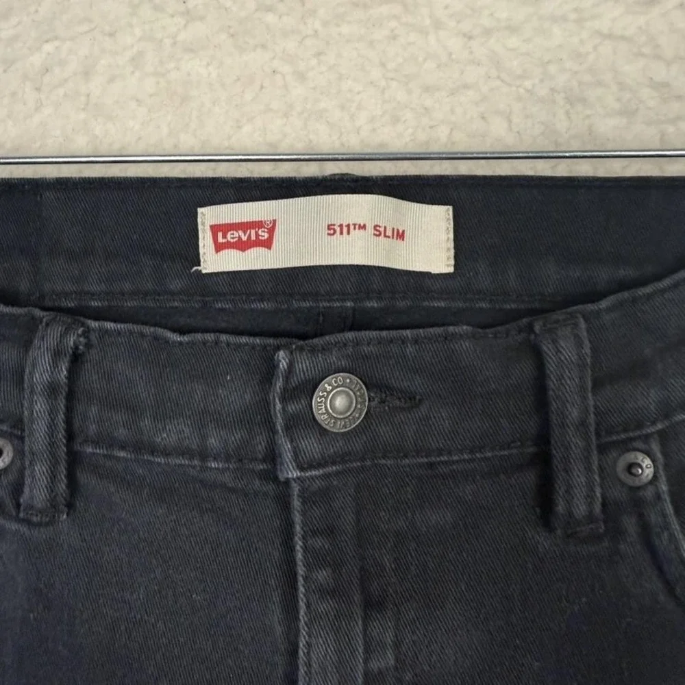 Levis 511 Jeans Mens 30x30 Black Slim Fit Denim Five Pocket‎ Zip Fly Red Tab